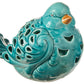 Ceramic Sitting Bird Figurine with Brown Beak and Cutout Design Body Gloss Finish