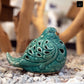 Ceramic Sitting Bird Figurine with Brown Beak and Cutout Design Body Gloss Finish
