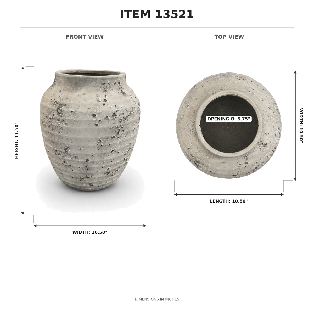 Kira Ribbed Amphora-Style Cement Planter