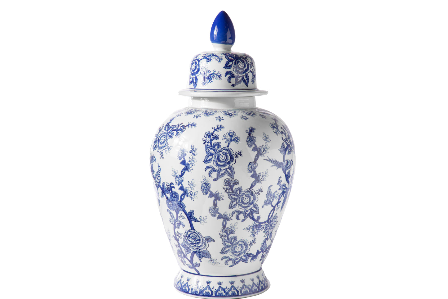 Ceramic Round Bellied Chinoiserie Ginger/Temple Jar Gloss Finish