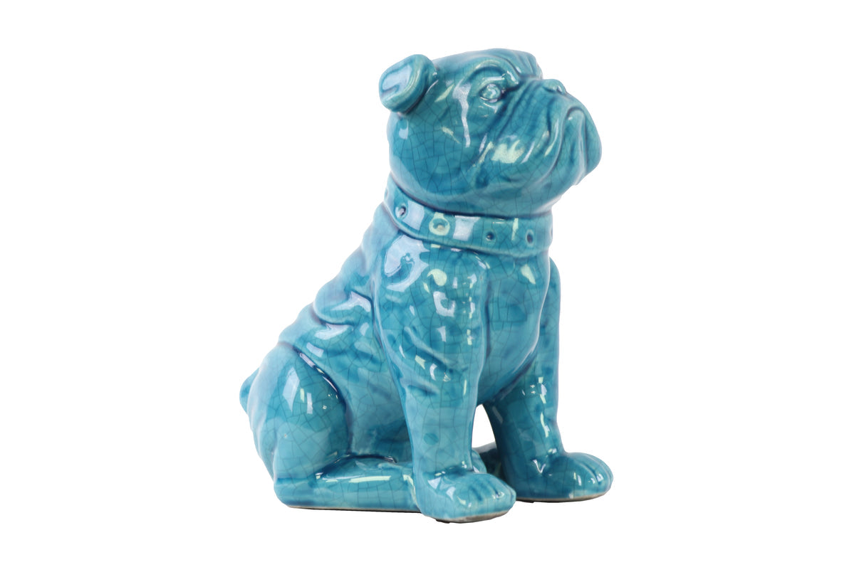 Ceramic Sitting British Bulldog Figurine with Collar Gloss