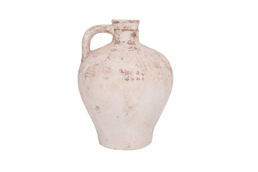 Flower Pot Magnesium Oxide White and Brown..14.25"H