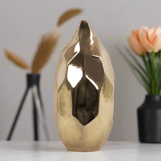 Ceramic Vase Polished Chrome Finish
