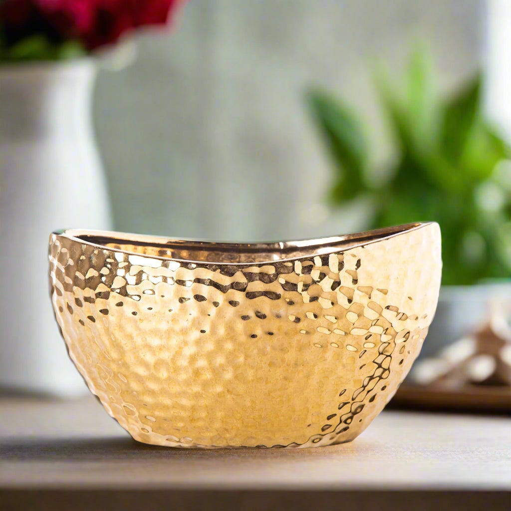 Lumira Pressed Pattern Ceramic Oval Bowl