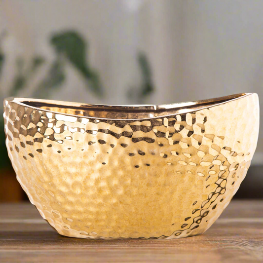 Celina Glossy Gold Oval Bowl