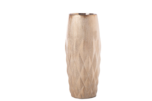 Ceramic Round Vase Gloss Finish Gold-12.00"H - 1