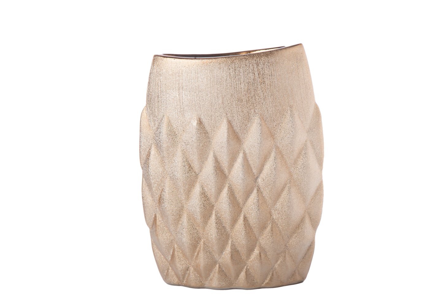 Ceramic Oval Vase Gloss Finish Gold-10.25"H