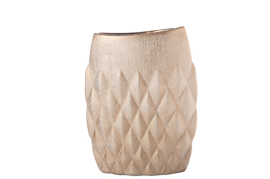 Ceramic Oval Vase Gloss Finish Gold-10.25"H