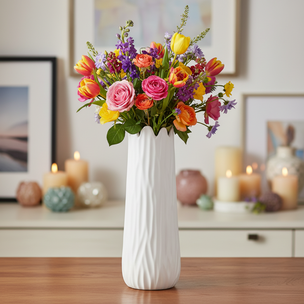 Mia Ceramic Tall Round Vase