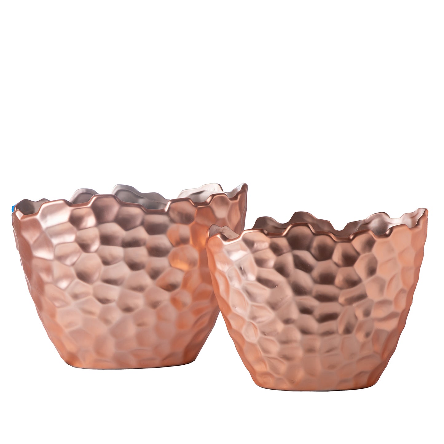 Veylan Rose Gold Oval Ceramic Planter Set (Set of 2)