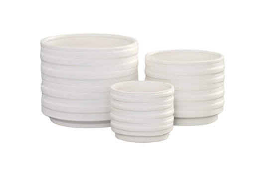 Ceramic Round Pot Matte Finish White-10.00"H -193