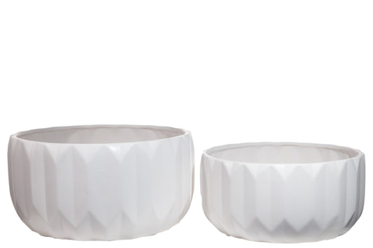 Ceramic Low Round Pot Matte Finish White-7.00"H -73
