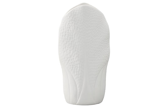 Ceramic Pyramidal Vase Matte Finish White-15.25"H