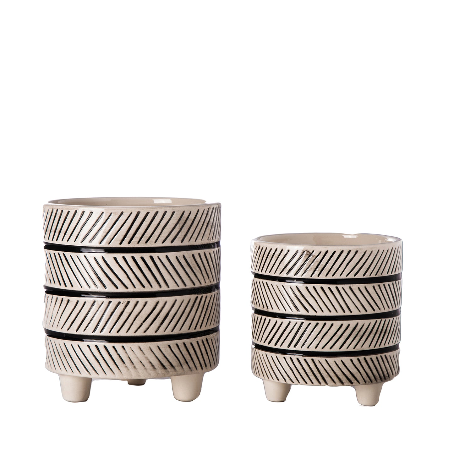 Javira Diagonal Banded Tripod Planter Set (Set of 2)