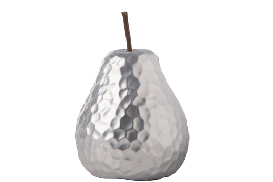 Ceramic Pear Figurine with Stem in Hammered Design Body Matte Finis