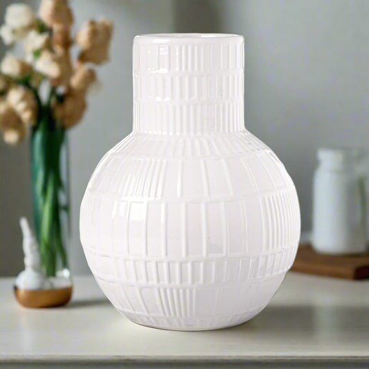 Jemsa Embossed Lattice Ceramic Vase