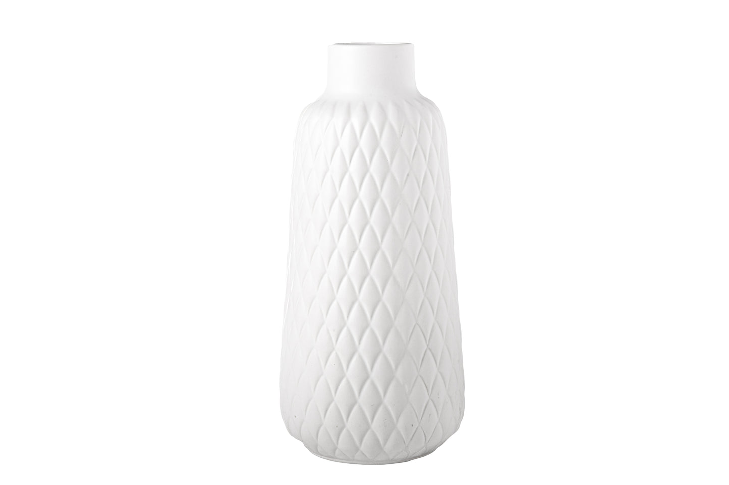 Ceramic Round Vase Matte Finish White-12.00"H -229