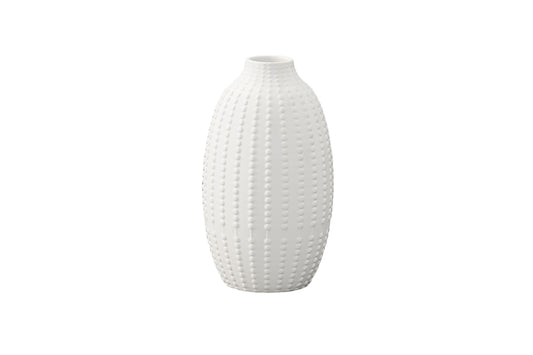 Ceramic Round Bellied  Vase Matte Finish White-9.25"H