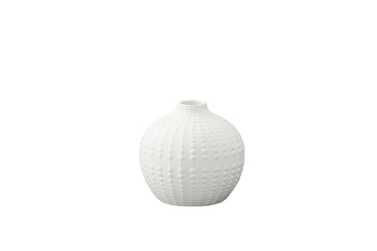 Ceramic Round Bellied  Vase Matte Finish White-5.75"H