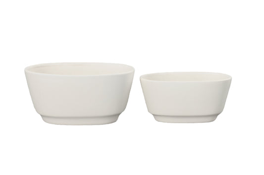 Ceramic Oval Pot Matte Finish White-6.50"H -4