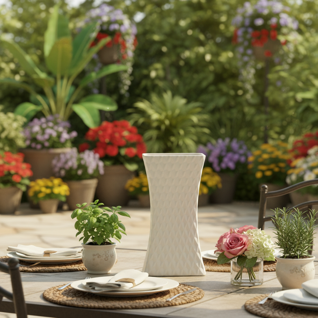 Felicia Ceramic Rectangular Pot with Diamond Pattern Design