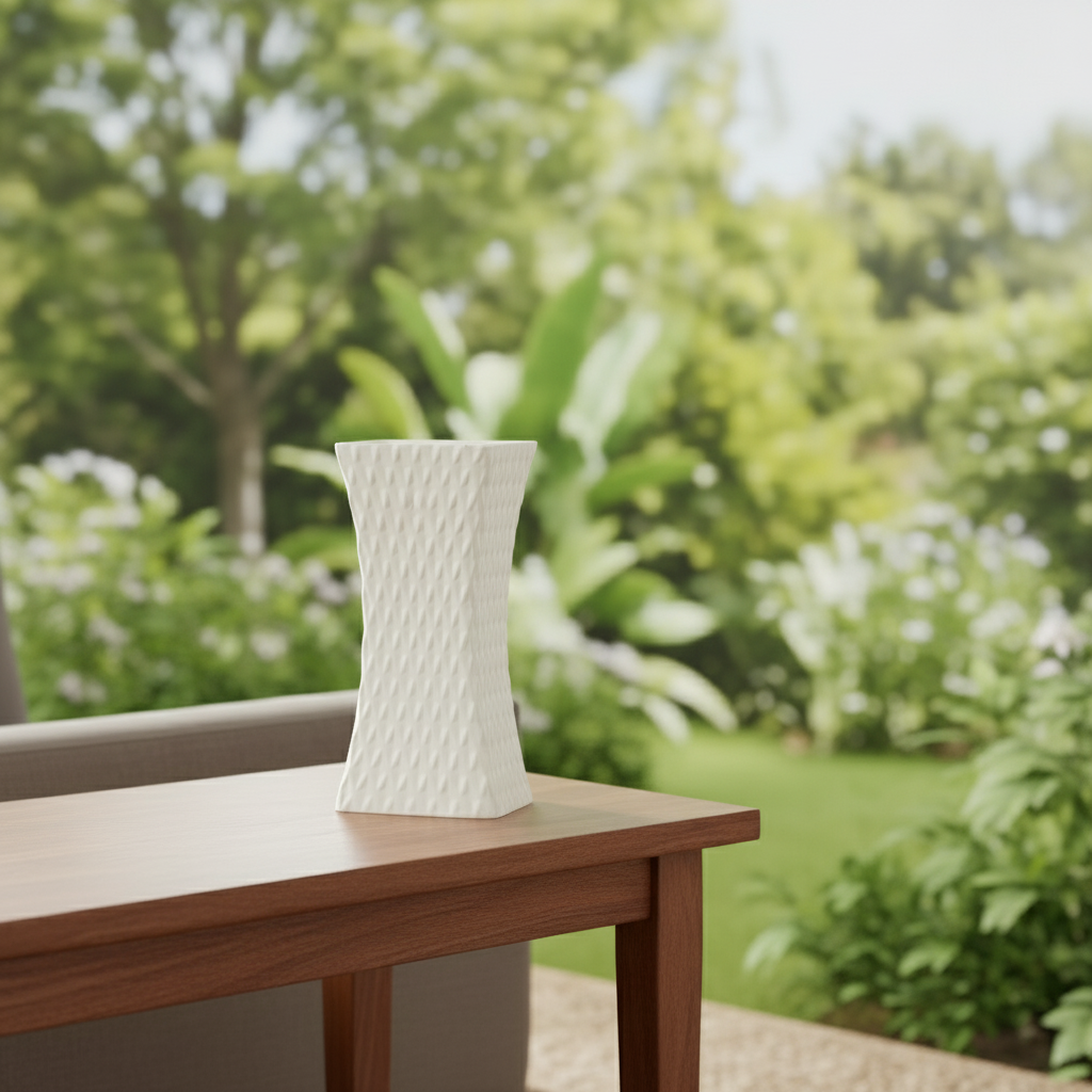 Felicia Ceramic Rectangular Pot with Diamond Pattern Design