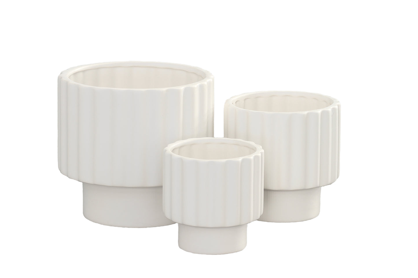 Ceramic Round Pot Matte Finish White-7.50"H -211