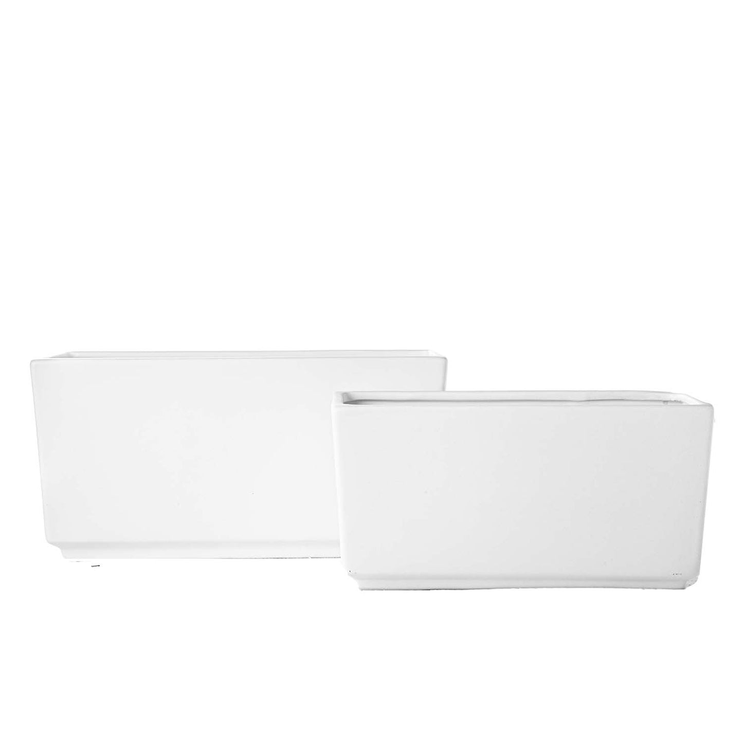 Deyra Tapered Rectangle Ceramic Planter Set (Set of 2)