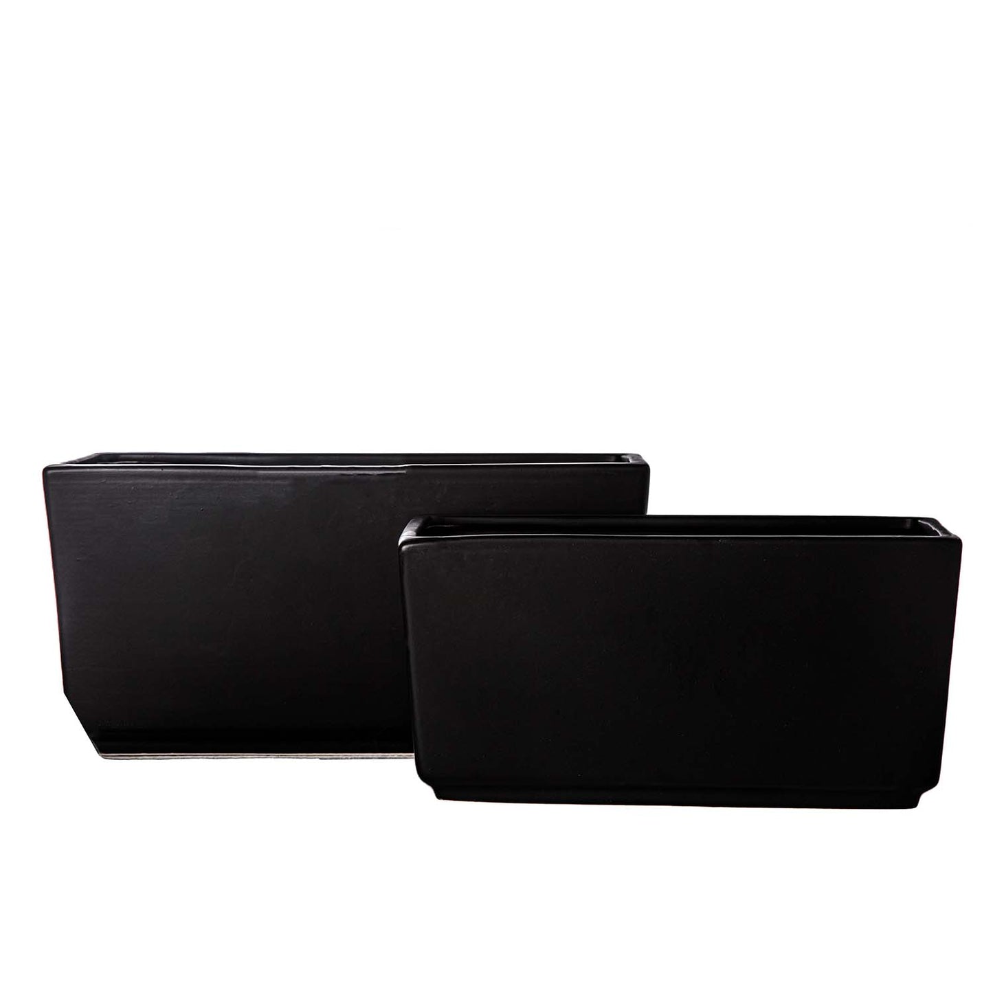 Deyra Tapered Rectangle Ceramic Planter Set (Set of 2)