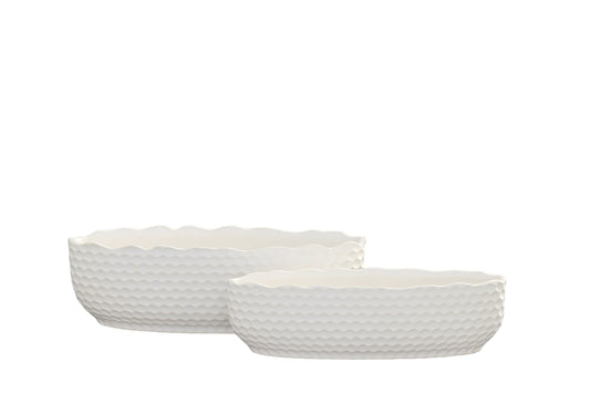 Ceramic Oval Pot Matte Finish White-5.00"H