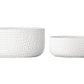 Ceramic Low Oval Wide Opening Pot with Embossed Symmetric Pattern Design Body Set of Two Matte Finish