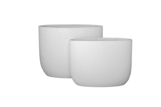 Ceramic Tall Oval Wide Opening Pot Matte Finish-11.75"H