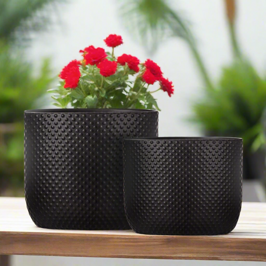 Dovara Symmetry Oval Ceramic Planter Set (Set of 2)