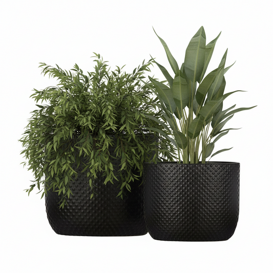 Dovara Symmetry Oval Ceramic Planter Set (Set of 2)