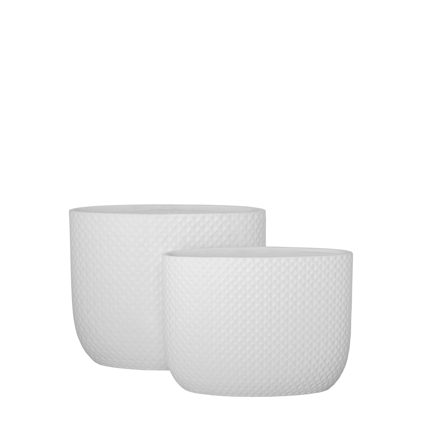 Deyara Embossed Diamond Oval Planter Set (Set of 2)