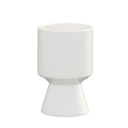 Ceramic Round Pot Gloss Finish White..9.50"H