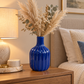 Leila Ceramic Bottle Vase with Embossed Column Design