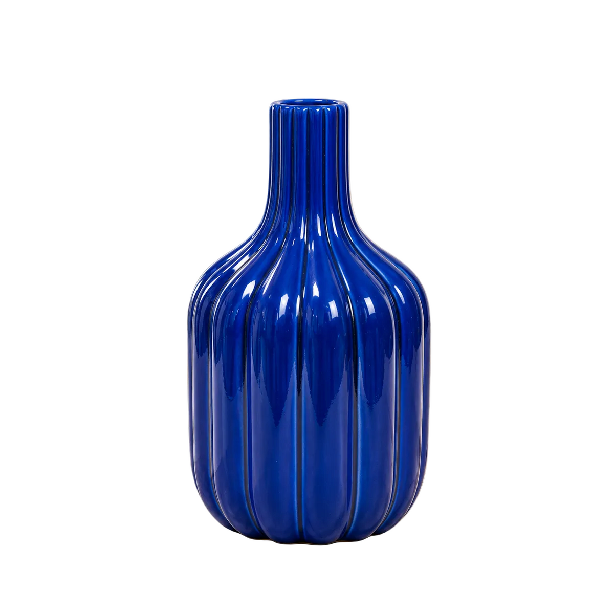 Leila Ceramic Bottle Vase with Embossed Column Design