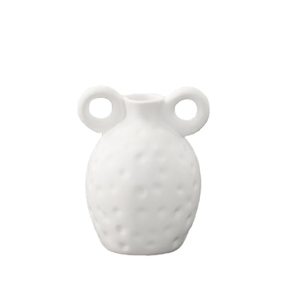 Vetra Dimpled Ring-Handled Ceramic Vase