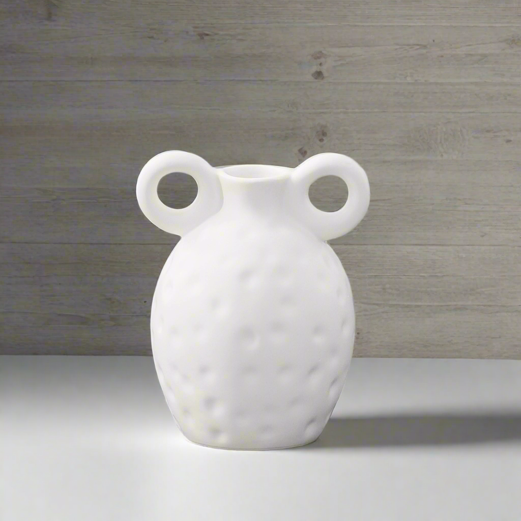 Vetra Dimpled Ring-Handled Ceramic Vase