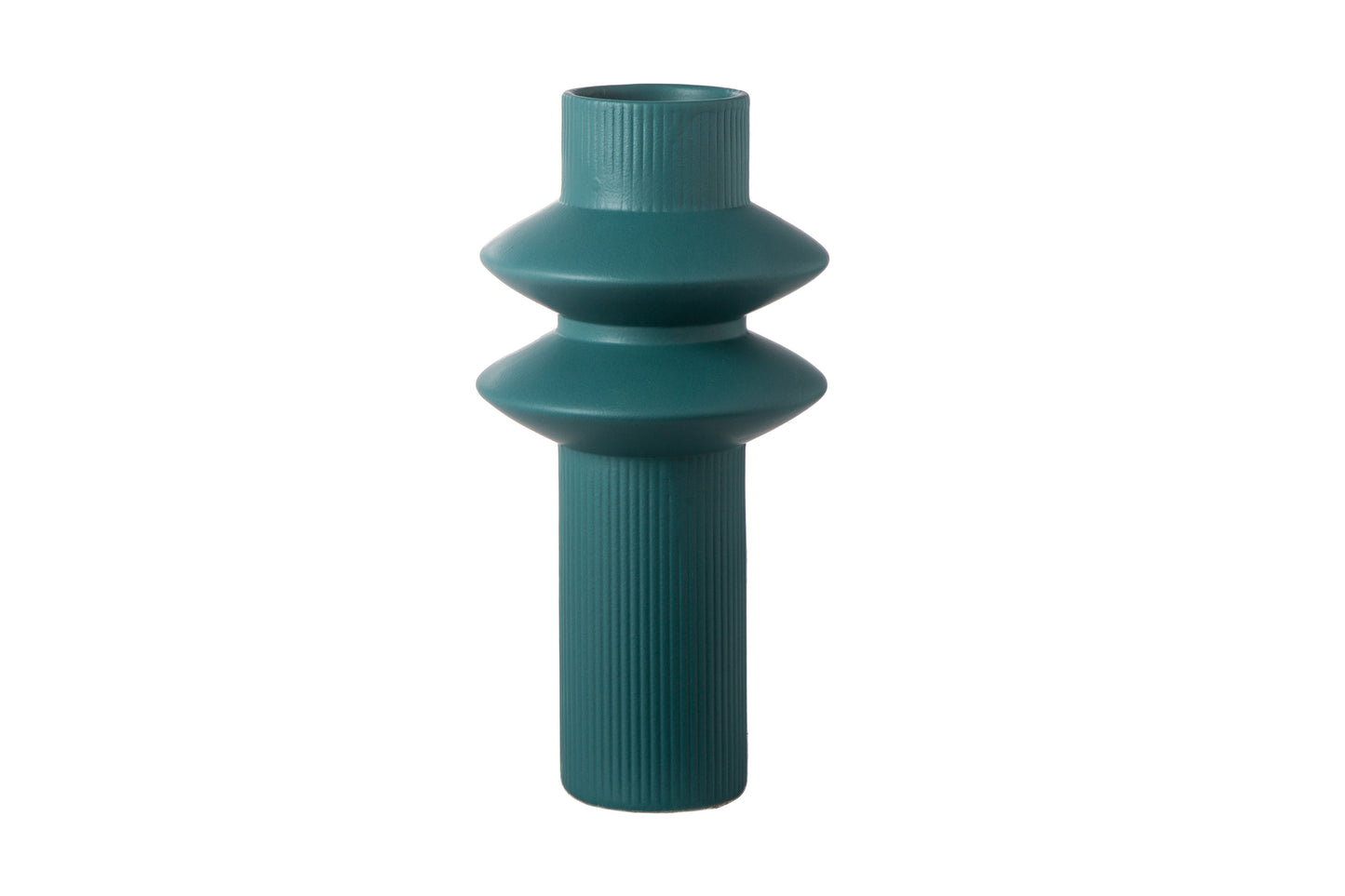 Ceramic Round Pipe Vase Matte Finish Pine-10.25"H