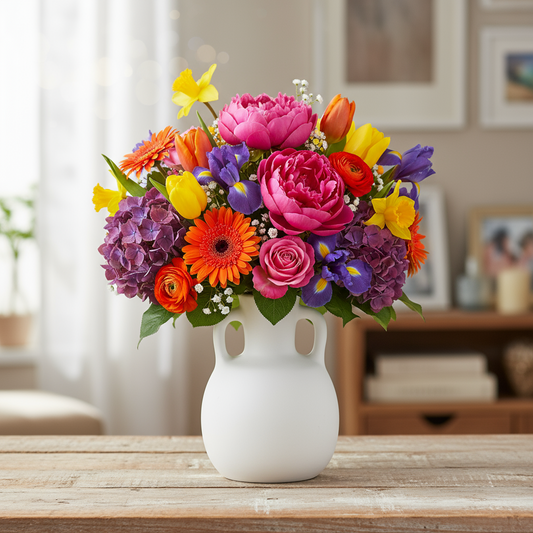 Jaide Ceramic Pelike Vase with Side Ring Handles