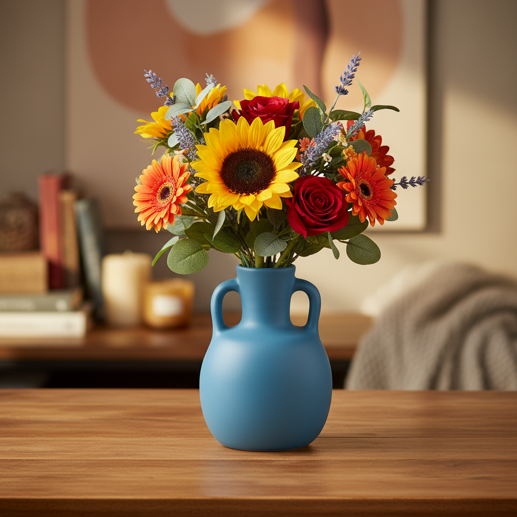 Jaide Ceramic Pelike Vase with Side Ring Handles