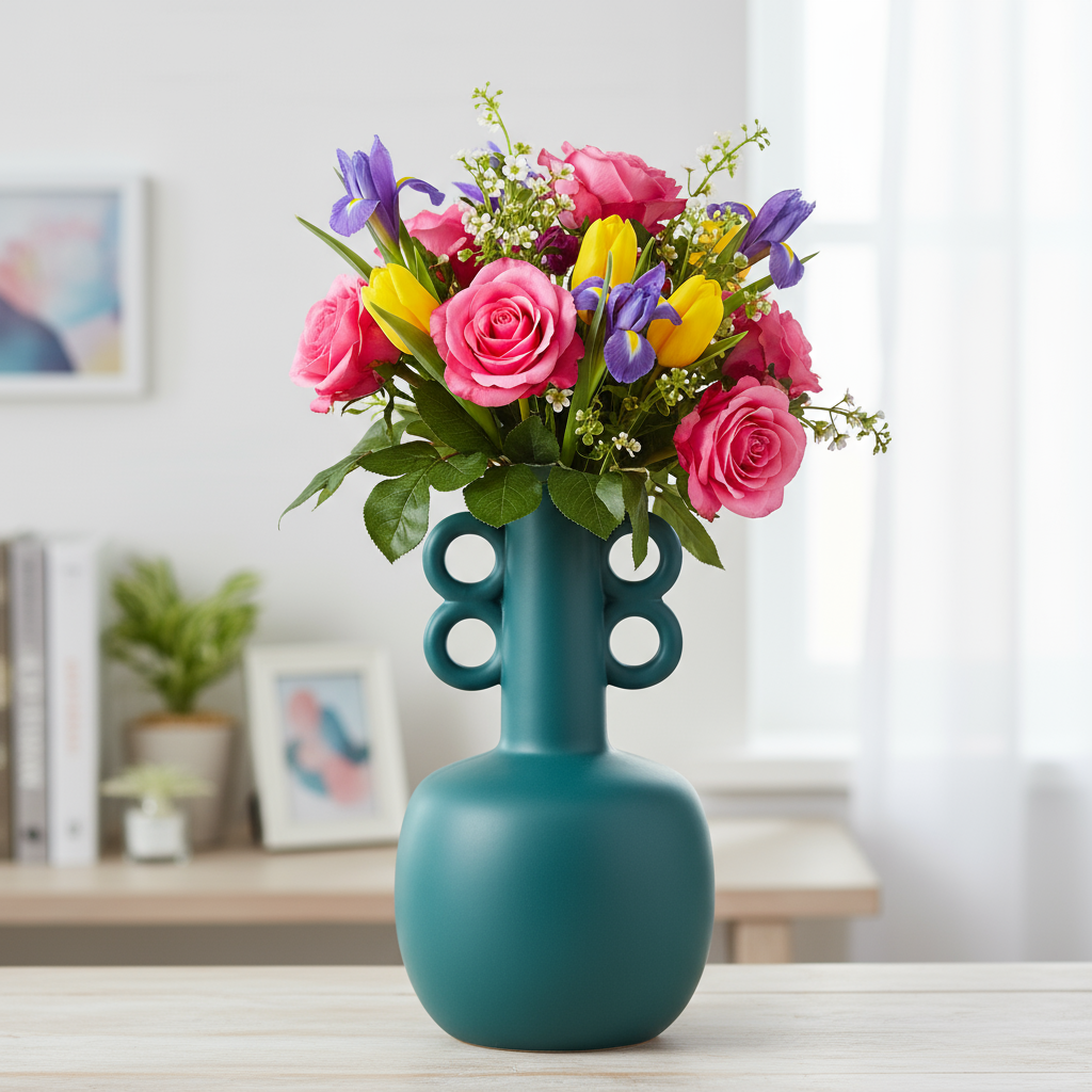 Lyrica Ceramic Round Pelike Vase