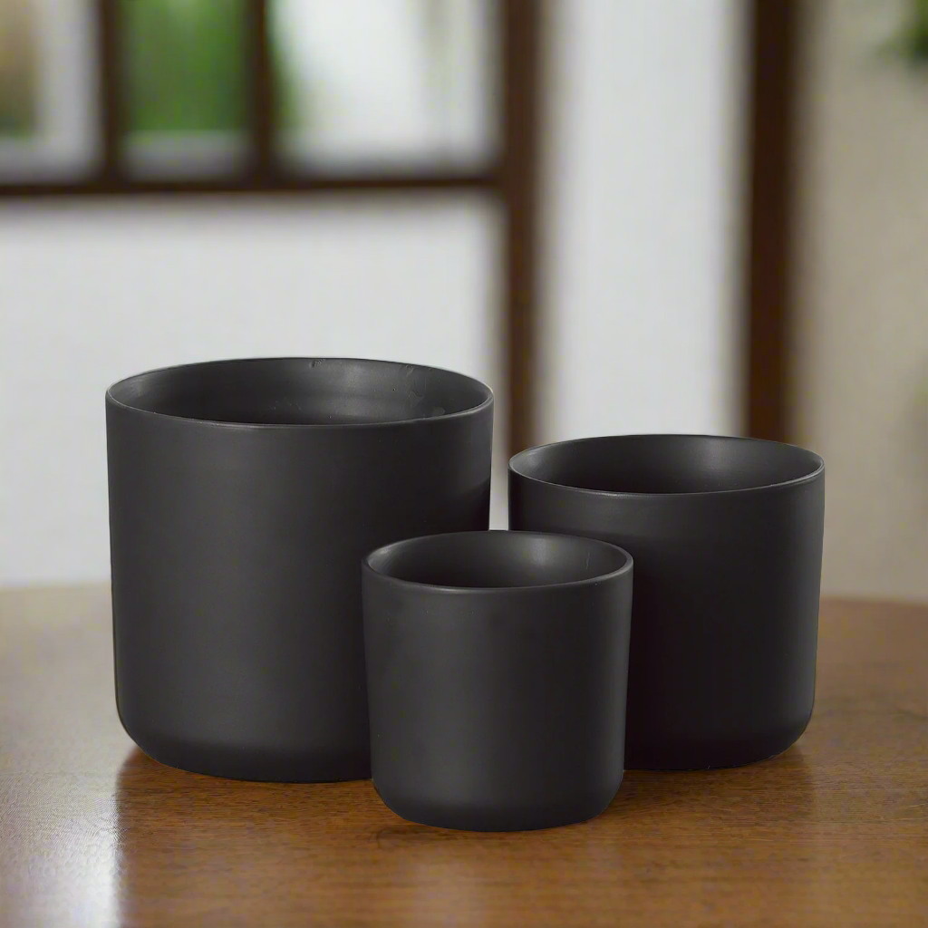 Neylan Matte Blue Ceramic Pot Set (Set of 3)