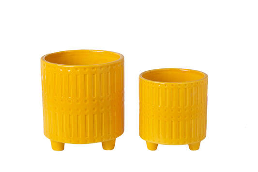 Ceramic Round Pot Gloss Finish Yellow-5.50"H -163