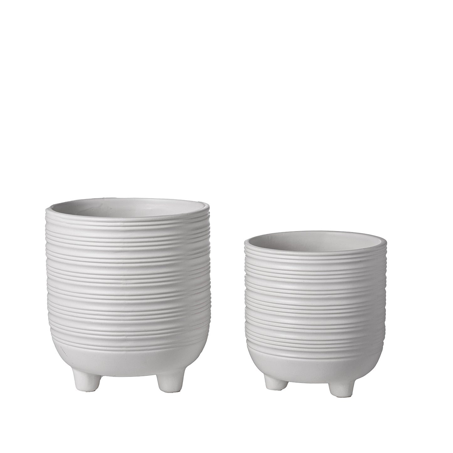 Varenne White Striped Tripod Planter Set (Set of 2)