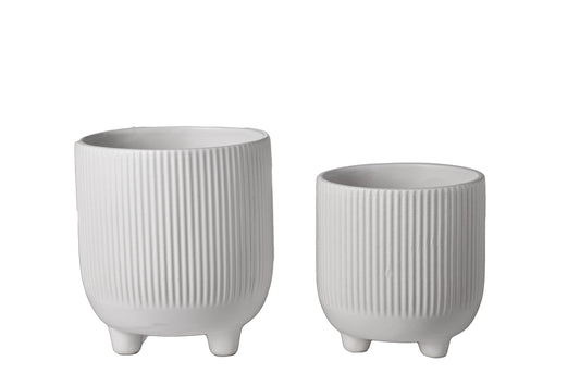 Ceramic Round Pot Matte Finish White-6.50"H -208