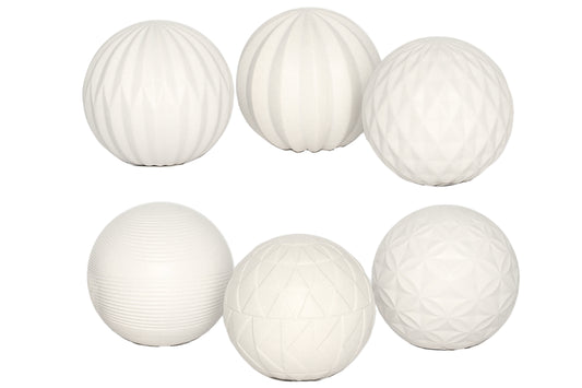 Ceramic Round Tabletop Ball Decor Matte Finish White-4.75"H