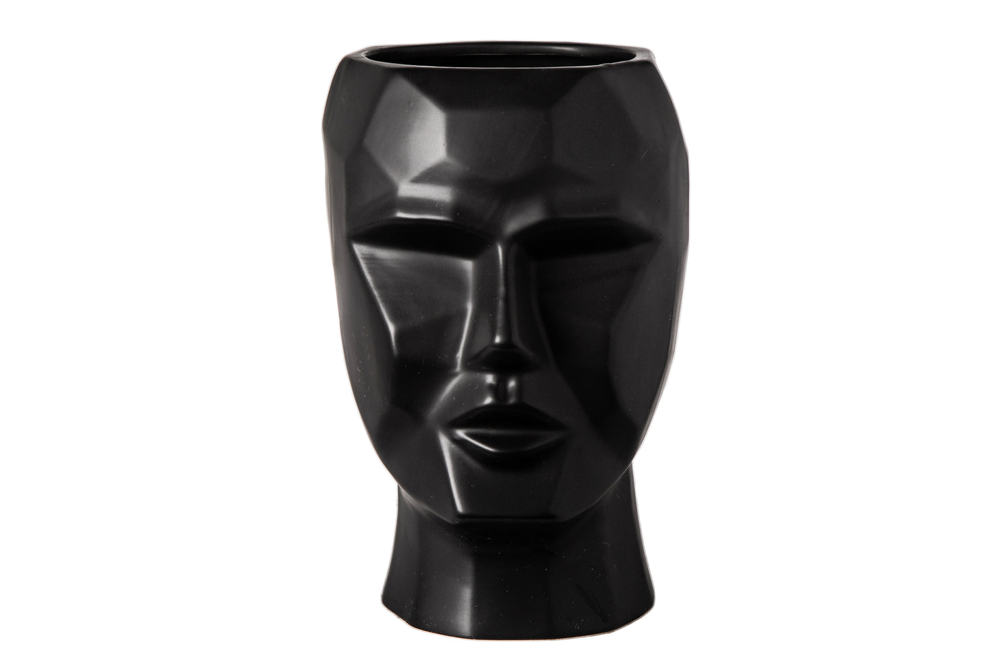 Ceramic Round Pixelated Man's Head Pot Matte Finish